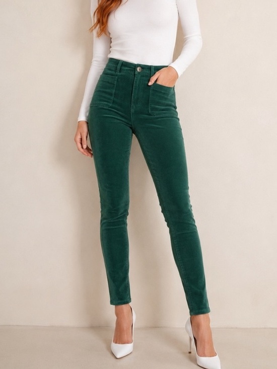 Pilcro Pants - Pilcro Slim Corduroy Jeans in Deep Green